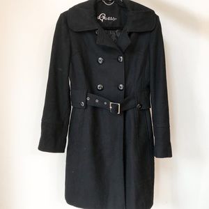 GUESS Double-breasted Wool blend Winter coat